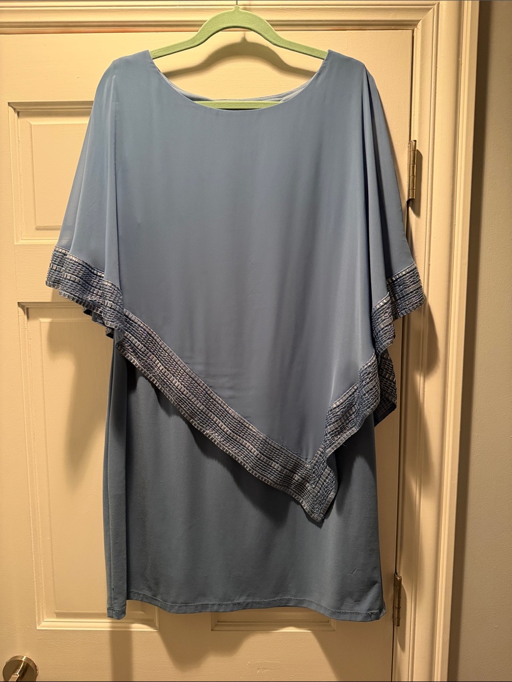 SLNY Dusty Blue Overlay Tunic with Textured Hem